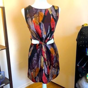 LF Feather Print Cut-Out Mini Dress